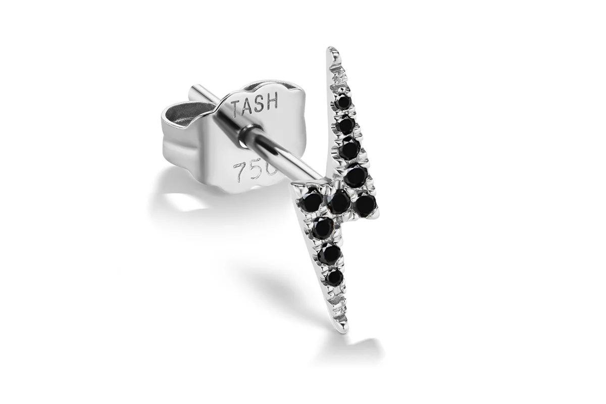 11mm Black Diamond Lightning Bolt Earstud